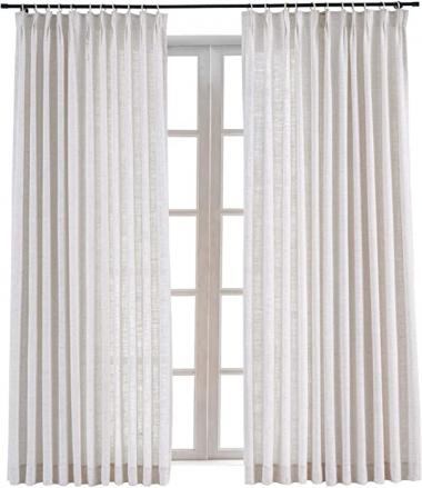 ChadMade Pinch Pleat Faux Linen Drapery Room Darkening Curtain Sliding Glass Door Living Room, 52Wx96L Inches (1 Panel), Liz Collection