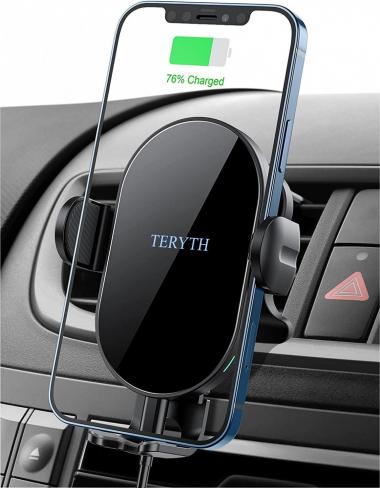 Wireless Car Charger, 15W/10W/7.5W Qi Car Charger, Auto-Clamping Wireless Car Charger for iPhone 14/14 Pro/13/12/11 Pro/11 Pro Max/XS Max, Galaxy S21/S20/S10/S9/S8 and All Plus/Note10