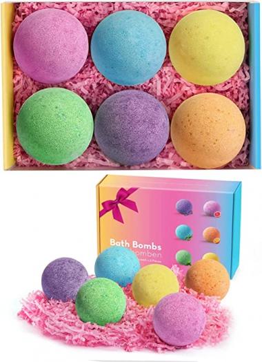 Bath Bombs, Bath Bomb Gift Set for Women Kids Girls Men, Bubble Fizzies with Essential Oils, 6 X 4 Oz, Skin Moisturizing Bubble Bath Fizzy Spa, Gifts for Mother's Day, Birthday, Christmas