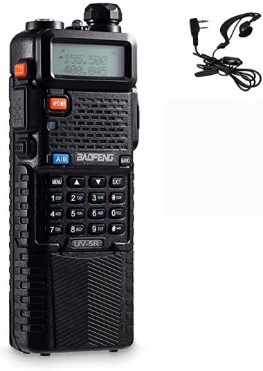 BAOFENG UV-5R Two-Way Radio Walkie Talkies, Dual Band, 128 Channels with 3800mah and Earpiece-Black