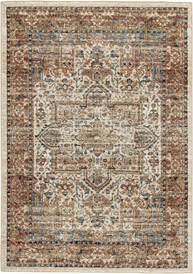 Signature Design by Ashley Jirair Traditional 8 x 10 ft Medallion Pattern Rug, Brown & Cream Multi Color