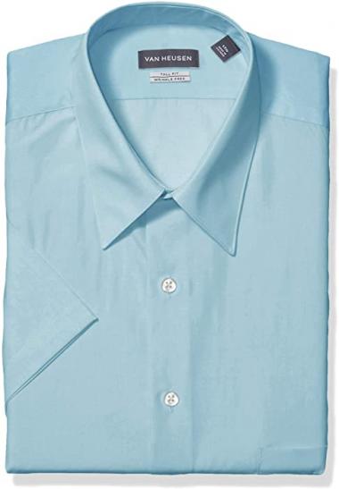 Van Heusen Men's TALL FIT Short Sleeve Dress Shirts Poplin Solid (Big and Tall)