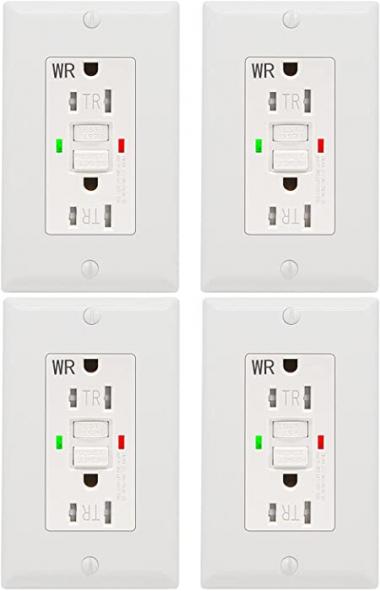 ANKO GFCI Outlet 15 Amp 4 Pack, Tamper-Resistant, Weather Resistant Receptacle Indoor or Outdoor Use, 2 LED Indicator with Decor Wall Plates and Screws, White