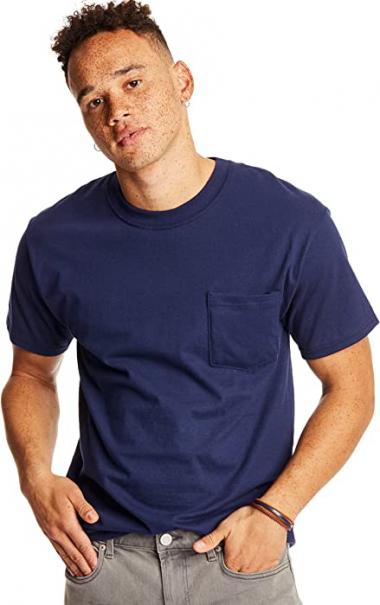 Hanes Men's Beefy Short Sleeve Pocket Tee (1 or 2 Pack)