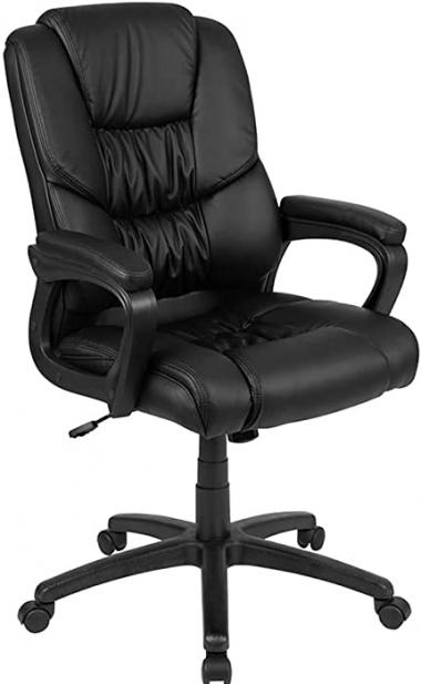 Flash Furniture Flash Fundamentals Big & Tall 400 lb. Rated Black LeatherSoft Swivel Office Chair with Padded Arms