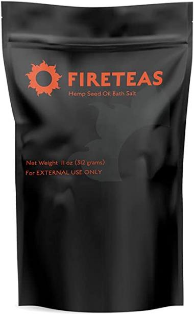 FIRETEAS - Hemp Seed Oil Bath Therapy - Sea Salt, Epsom Salt, Sweet Orange & Lemon Essential Oils - Relaxing, Tranquil, Pain Relief -Made in The USA.