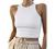 Artfish Women Casual Basic Sleeveless High Neck Rib-Knit Y2k Crop Tank Top