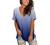 SAMPEEL Womens Summer Tops Floral Short Sleeve V Neck T Shirts Tee Printed Side Split Tunic