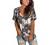 SAMPEEL Womens Summer Tops Floral Short Sleeve V Neck T Shirts Tee Printed Side Split Tunic