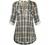 MIXJOY Baikea Women's 3/4 Sleeve V Neck Plaid Shirt Casual Tunic Blouse with Chest Flaps