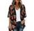 Women's Floral Print Puff Sleeve Kimono Cardigan Loose Cover Up Casual Blouse Tops