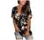 Women's Floral V Neck Short Sleeve T Shirt Trendy Printed Summer Tops Casual Loose Fit Tee Shirts Dressy Tunic Blouses