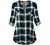 MIXJOY Baikea Women's 3/4 Sleeve V Neck Plaid Shirt Casual Tunic Blouse with Chest Flaps