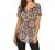 Women's Floral Printed Short Sleeve Henley V Neck T-Shirt Pleated Casual Flowy Tunic Blouse Tops