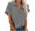 Women's Short Sleeve V-Neck Solid Button Down Shirt Tops Plus Size Casual Work Pockets Collared Tee Blouses Tunic Tops