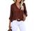 Astylish Womens V Neck Striped Roll up Sleeve Button Down Blouses Top