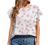 Womens Summer Ruffle Short Sleeve Chiffon Tops Loose Casual Floral Print Scoop Neck T-Shirts Tunic Ladies Work Blouses