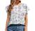 Womens Summer Ruffle Short Sleeve Chiffon Tops Loose Casual Floral Print Scoop Neck T-Shirts Tunic Ladies Work Blouses