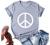 Peace Sign and Sunflower Printed T-Shirts, Women Crewneck Summer Tops Short Sleeve Graphic Tees Shirt Colorful Tshirts