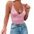 Velius Women's Sexy Deep V Neck Shiny Thong Bodysuit Tank Tops with Underwire