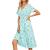 SNKSDGM Women Short Sleeve Boho Ruffle Tiered Floral Print Swing Mini Dress Casual V Neck A-Line Flowy Beach Maxi Dresses