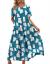 YESNO Women Casual Loose Bohemian Floral Dress with Pockets Short Sleeve Long Maxi Summer Beach Swing Dress EJF