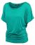 Made By Johnny MBJ Women's Solid Short Sleeve Boat Neck V Neck Dolman Top with Side Shirring