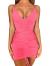 TOB Women's Sexy Adjustable Ruched Spaghetti Strap Sleeveless Club Bodycon Mini Dress