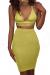 ioiom Women's Glitter V Neck Halter Backless Sleeveless Bandage Bodycon Midi Dress