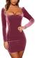 GOBLES Womens Sexy Velvet Long Sleeve Bodycon Elegant Mini Party Dress