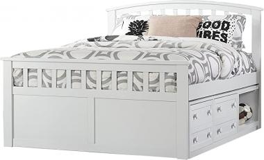 Hillsdale Furniture Hillsdale Charlie Captains Bed with One Storage Unit, Full, White