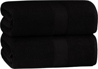 COTTON CRAFT Hotel Spa Luxury Bath Sheet - 2 Pack - Oversized Extra Large 40 x 80 - Heavyweight 700 GSM 2 Ply Ringspun Cotton - Soft Absorbent Everyday Use Home Bath Easy Care Towel Set - Black