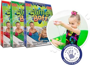 3 x Slime Baff from Zimpli Kids, Red, Green & Blue, Turns Water into gooey, Colourful Slime, Slime Making Kit for Children, Certified Biodegradable Gift