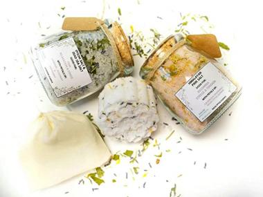 J&D Bath Salts Set Natural Therapy - Lavender - Eucalyptus - Epsom & Himalayan Salt - Dead Sea Salt- Healing Bath Salt Stress Relief - Bathing - Body Care - Beauty - Relaxation - Bath spa