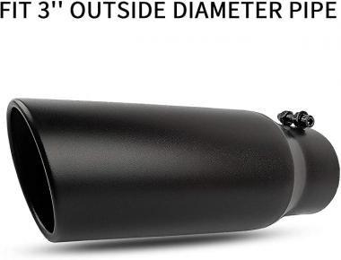 3 inlet Black Exhaust Tip,Vonegrok Universal 3" Inlet 4" Outlet 12" Long Exhaust Tailpipe Tip