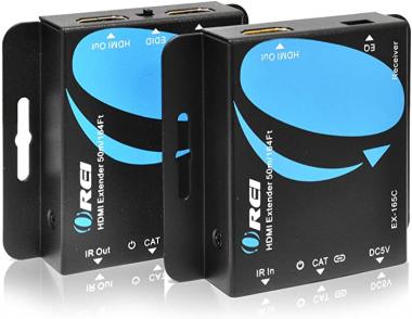 HDMI Extender Over CAT5/CAT6 by OREI with IR Upto 164 Feet - Loop Out - 1080P Full HD Signal Distribution (EX-165C+)