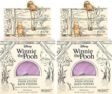 Mad Beauty 2 Count Disney Winnie The Pooh Bath Fizzers Sticks | Pampering Bath Ball Bomb Salts Wildflower Fragrance