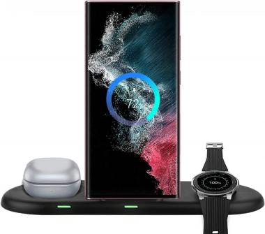 Lopnord Wireless Charging Station Compatible with Samsung Galaxy S22 Ultra/Z Fold 3/Z Flip 3/S21/Samsung Watch 4 Charger, 3 in 1 Wireless Charger for Samsung Galaxy Buds 2 Pro Live/Watch 3/Active 2