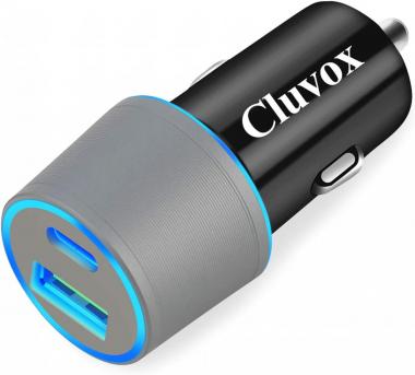 Dual USB Car Charger Adapter, Cluvox 20W Fast Charge Car Charger Compatible for iPhone 13/12/11/14 Pro/MAX/XS/XR/8/SE 2020/iPad 8th/Pro/Air 4/Mini, Google Pixel 5/4 XL, Samsung Cigarette USB Charger