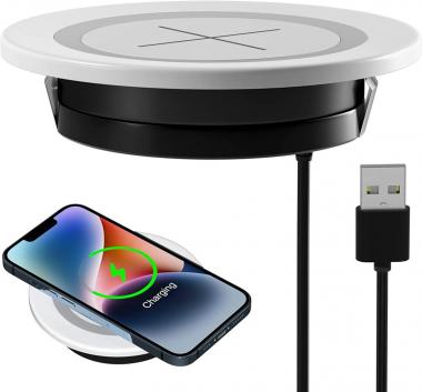 Desk Wireless Charger, Jewaytec 15W Max Charging Station, Desktop Grommet Power Fast Charging Pad Compatible with iPhone 14 13/13 Pro/13 Mini/13 Pro Max/12/SE 2020/11/X/8, Galaxy S22/S22 Ultra etc