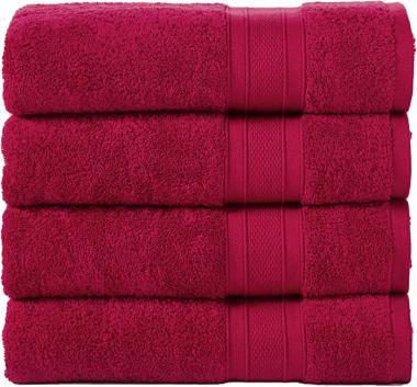 TRIDENT Soft and Plush Bath Towels - Super Soft Bathroom Towels, Highly Absorbent, Machine Washable, Soft Comfort (4 Piece , Crimson)