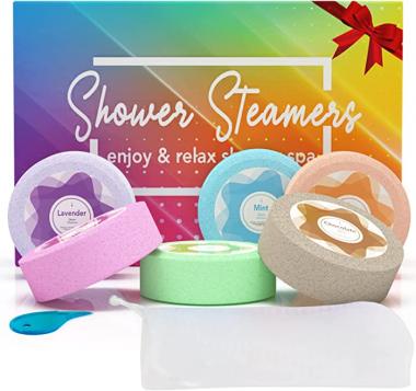 Shower Steamers Aromatherapy - Shower Bombs Gift Set of 6 with Essential Oils for Relaxation and Nasal Congestion.Home Spa Stress Relief,Bath Shower Tablets for Women and Men, 1.76oz