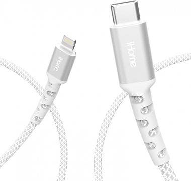 iHome USB C to Lightning Cable: Nylon Braided, Apple MFi Certified,for iPhone 12/12 Pro/12 Pro Max/12 Mini/ 11/11 Pro/ 11 Pro Max, AirPods Pro(Supports Power Delivery w/18W Type C Charger),10 Ft,White