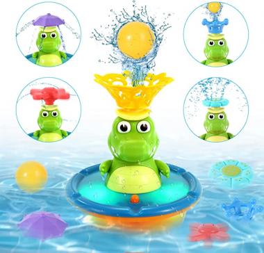 Baby Bath Toys, Crocodile Bath Toys for Toddlers 1-3, 5 Modes Spray Water Fountain Bath Toy, Light Up Bath Toys for Baby Toddlers Infants, Sprinkler Bathtub Toys for Bathroom Swimming Pool