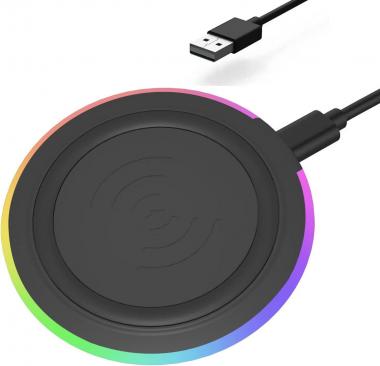 TaIYanG Wireless Charger, RGB Fast Wireless Charging Pad Compatible with iPhone 14/14 Plus/14 Pro/14 Pro Max/13/13 Mini/SE 2022/12/11/X/8,Samsung Galaxy S22/S21/S20,AirPods Pro 2(No AC Adapter)