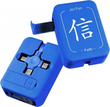 Joi-Fun Multi Fast Charging Cable with Phone Stand 3-in-1 3.3ft Retractable Lightning to Micro USB Cable Type C Sync Charger Cord Adapter Port Connectors for Cell Phones Tablets Universal Use (Blue)