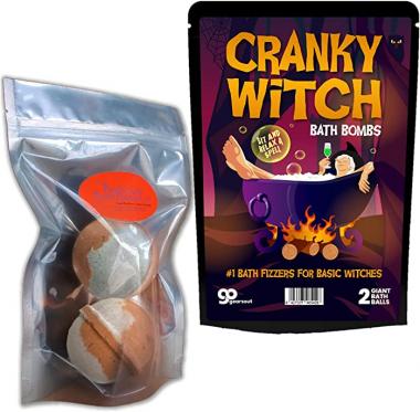 GearsOut Cranky Witch Bath Bombs Big Halloween Basic Witch Gifts for Women Funny Magic Bath Fizzers Orange Sherbet Cute Spooky Gifts for Ladies Stress Relief