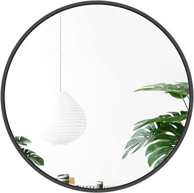 Round Wall Mirror,48" Large Black Wall Mounted Circle Mirror for Washroom,Entryways,Living Rooms,Bathroom,Locker Room