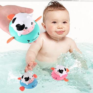 ERBIQ Bath Toys for Toddlers 1-3, Wind Up Bath Toys for Infants 6-12 Months, 1 2 3 4 5 Year Boy Girl Gifts (Cow 3 Pack)