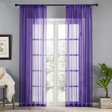 MRTREES Sheer Curtains 84 inch Length Living Room Sheers Rod Pocket Voile Curtain Panels Light Filtering Window Treatment Set Drapery Bedroom Drapes Purple 1 Pair